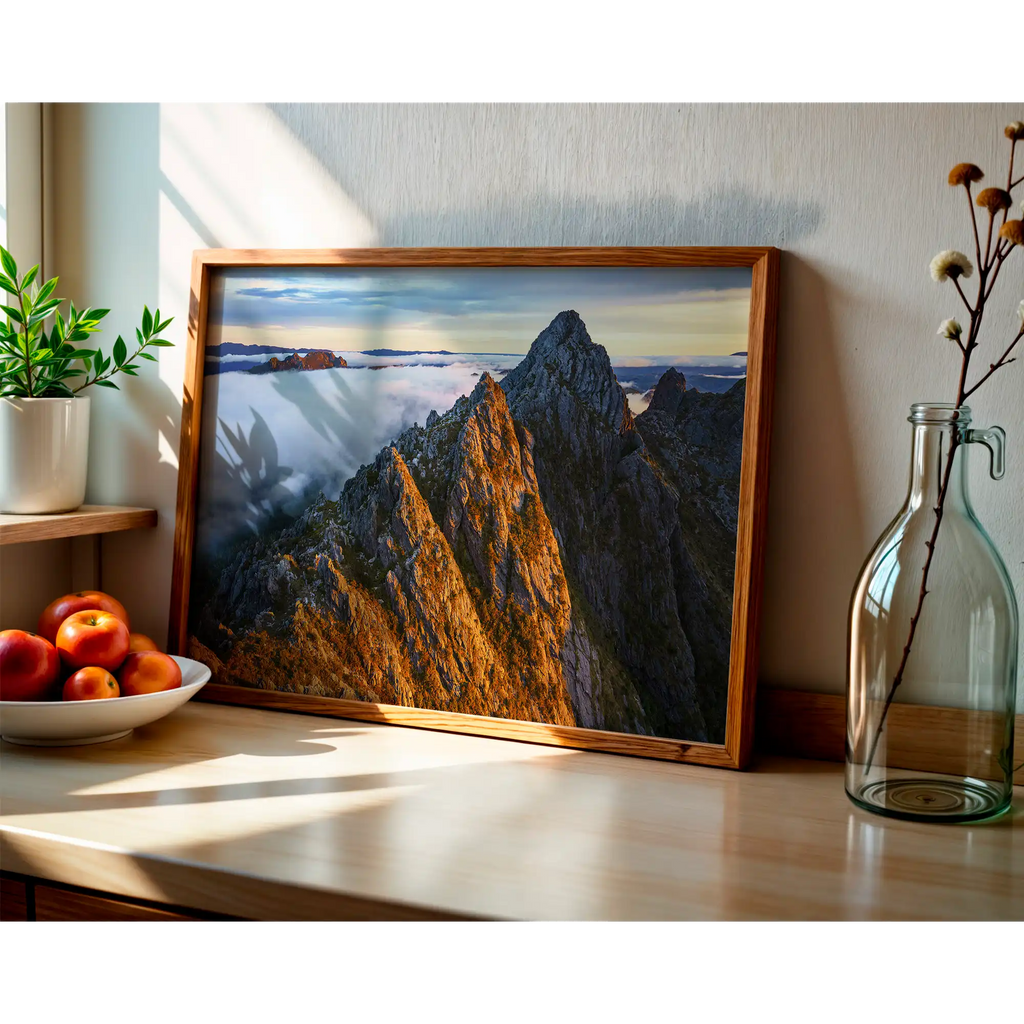 Quartzite peaks at dawn, southwest Tasmania by Grant Dixon