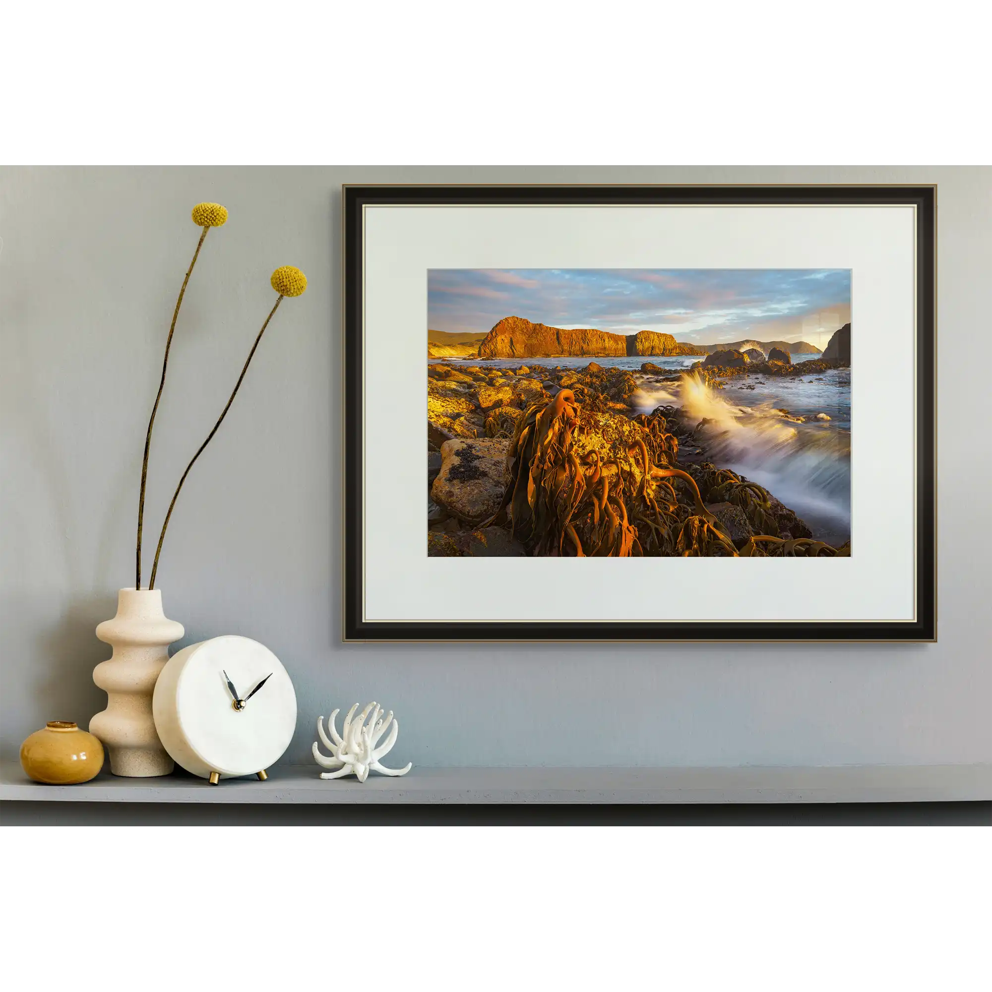 Kelp at low tide and sunset, south coast, Tasmania by Grant Dixon