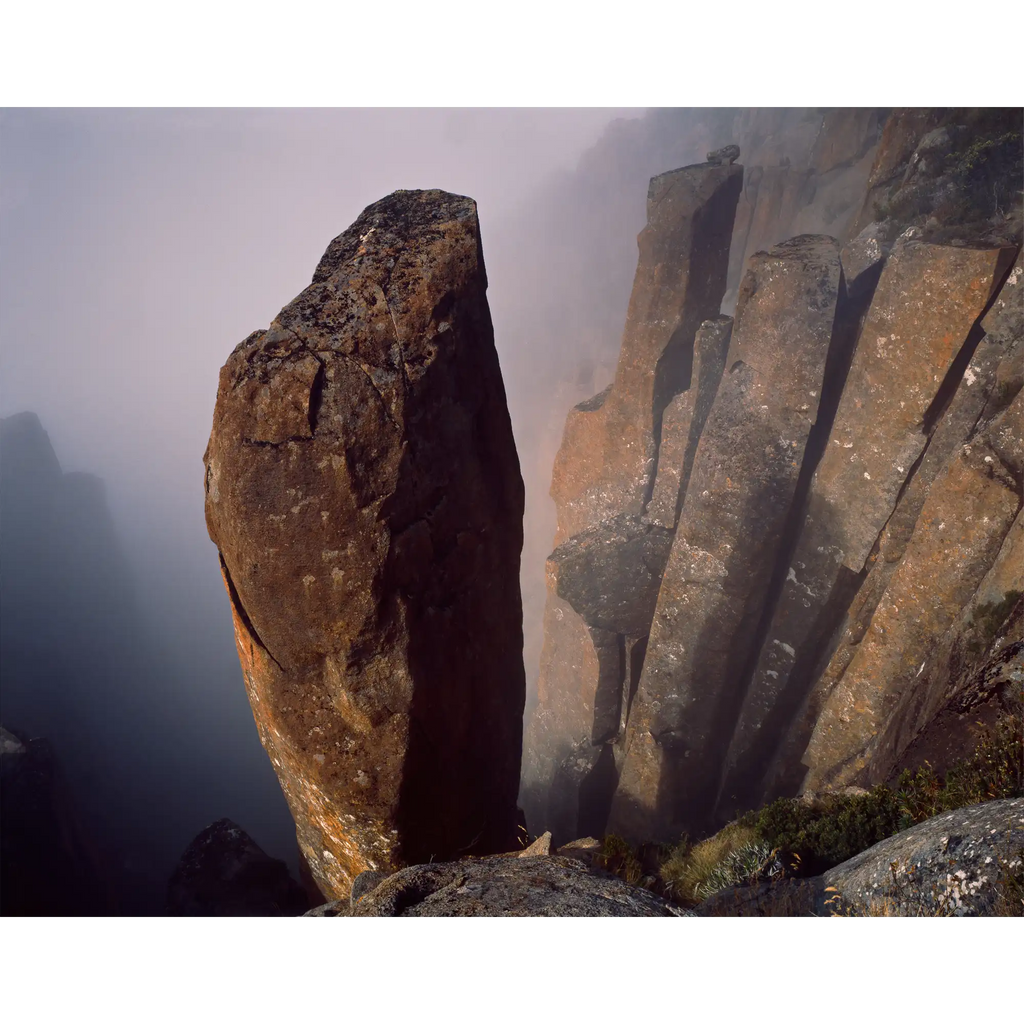 Dolerite columns at the head of avalanche couloir, Organ Pipes, kunanyi/Mount Wellington by Peter Dombrovskis