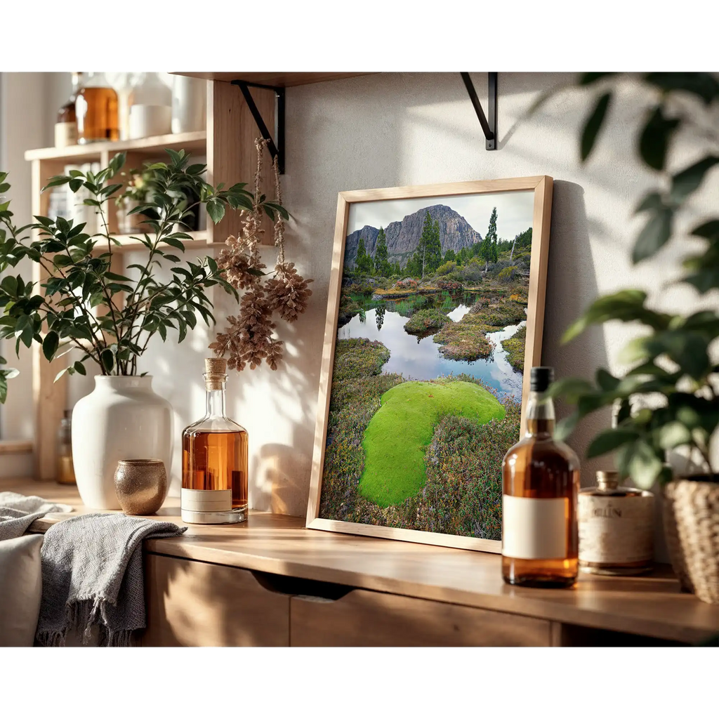 Tarn below the west wall, Walls of Jerusalem National Park, Tasmania by Peter Dombrovskis