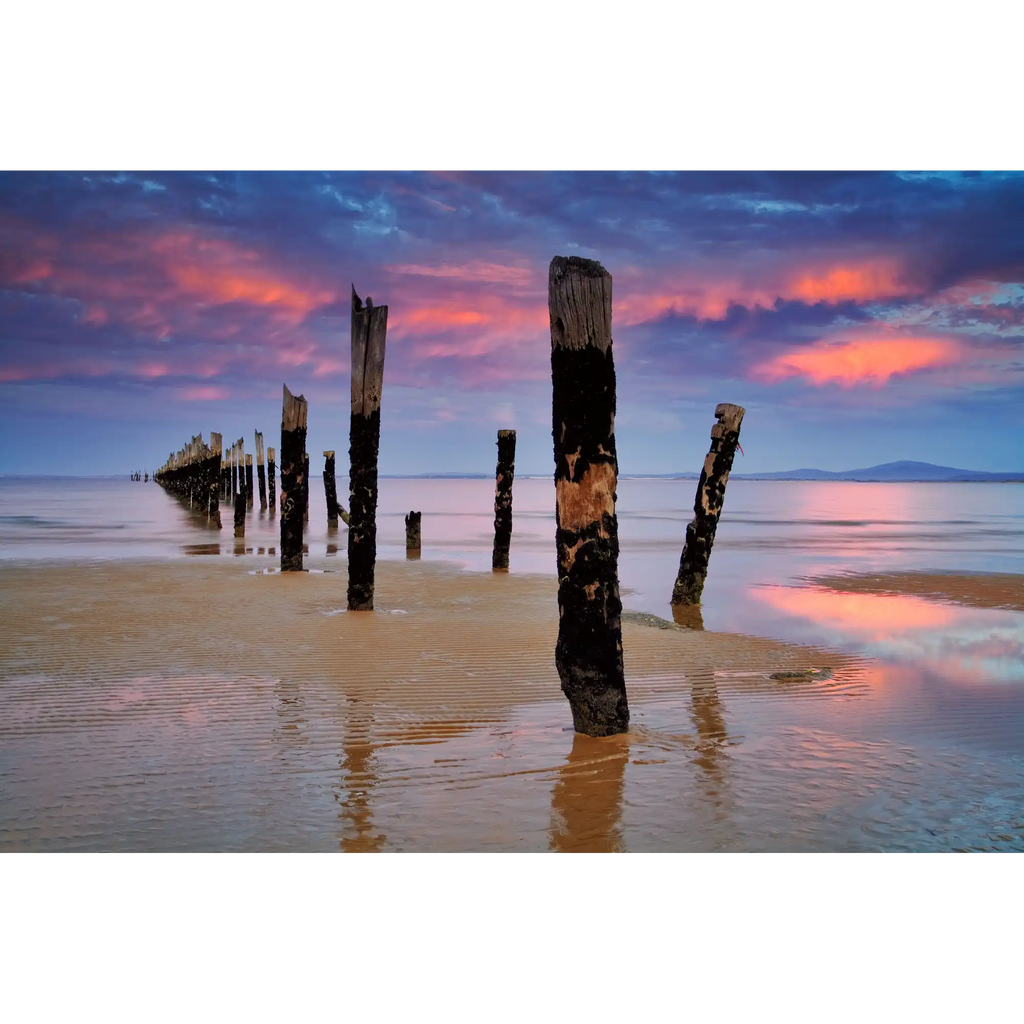 Old Pier at sunset, Bridport, Tasmania by Dennis Harding