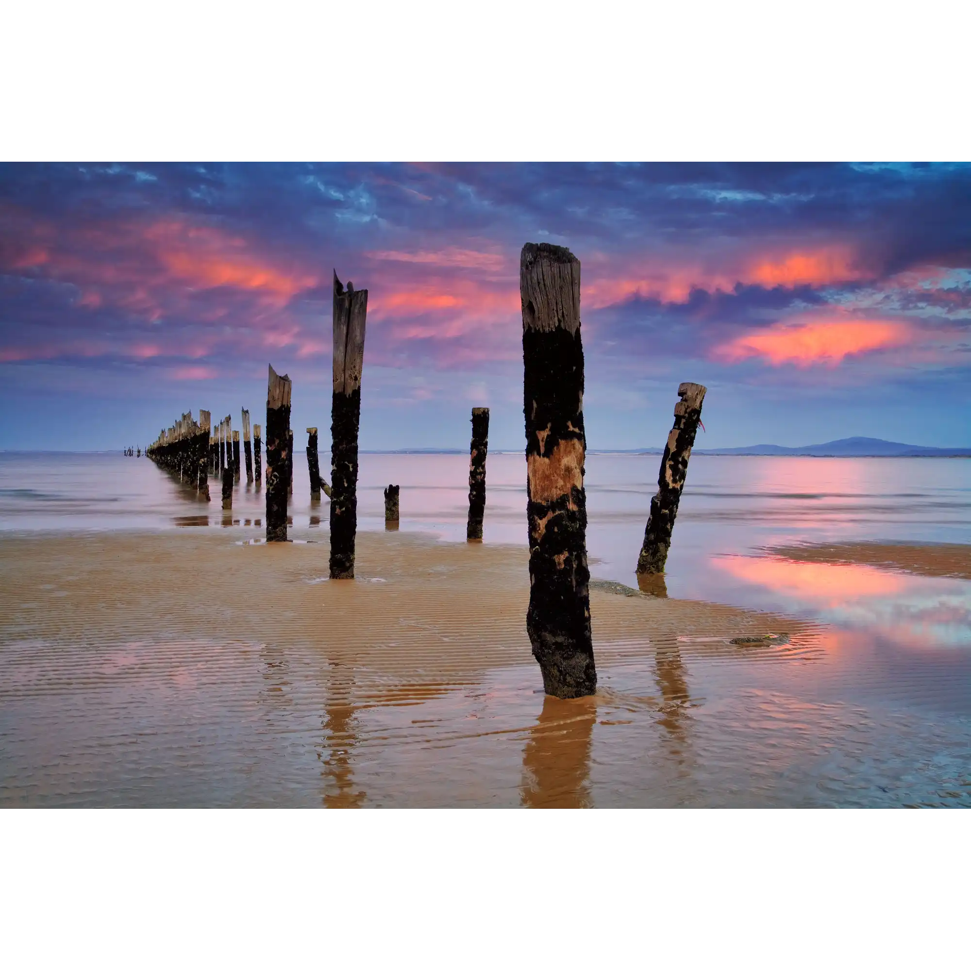 Old Pier at sunset, Bridport, Tasmania by Dennis Harding