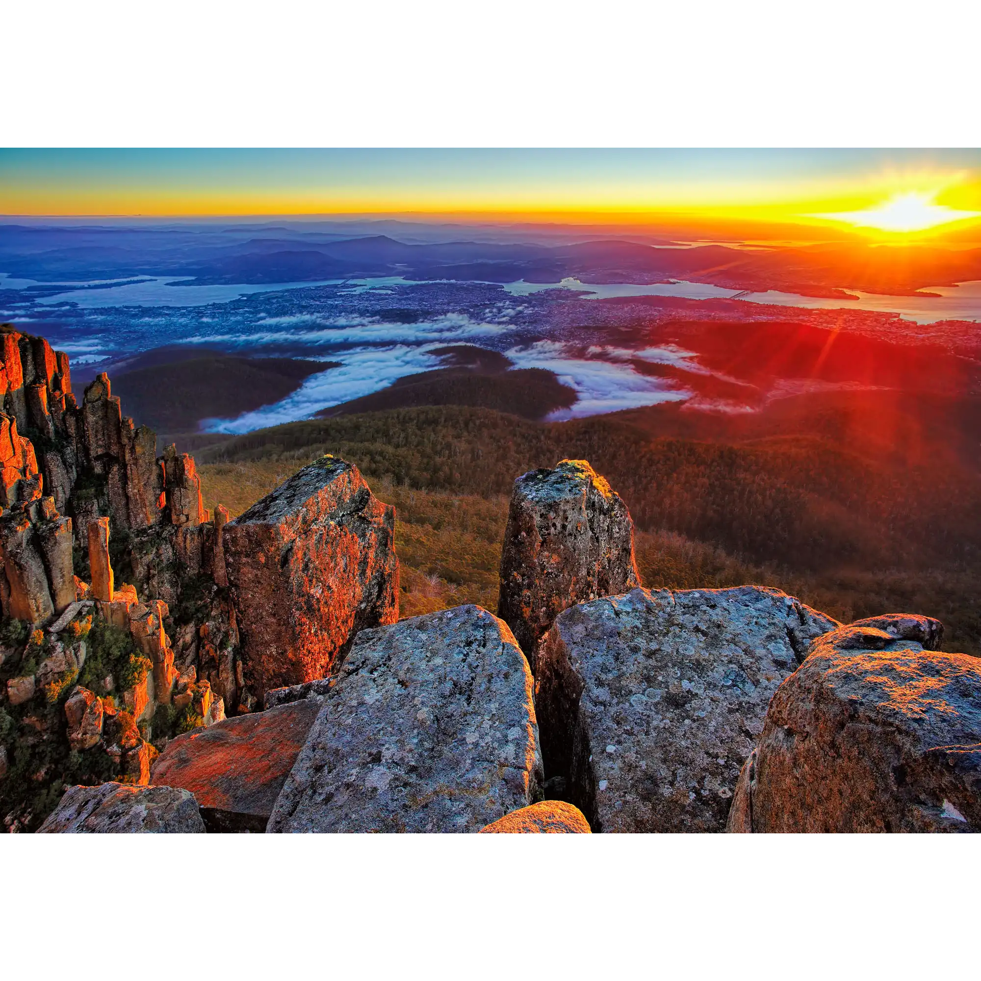 Hobart from the Organ Pipes, Mt Wellington, Tasmania by Dennis Harding