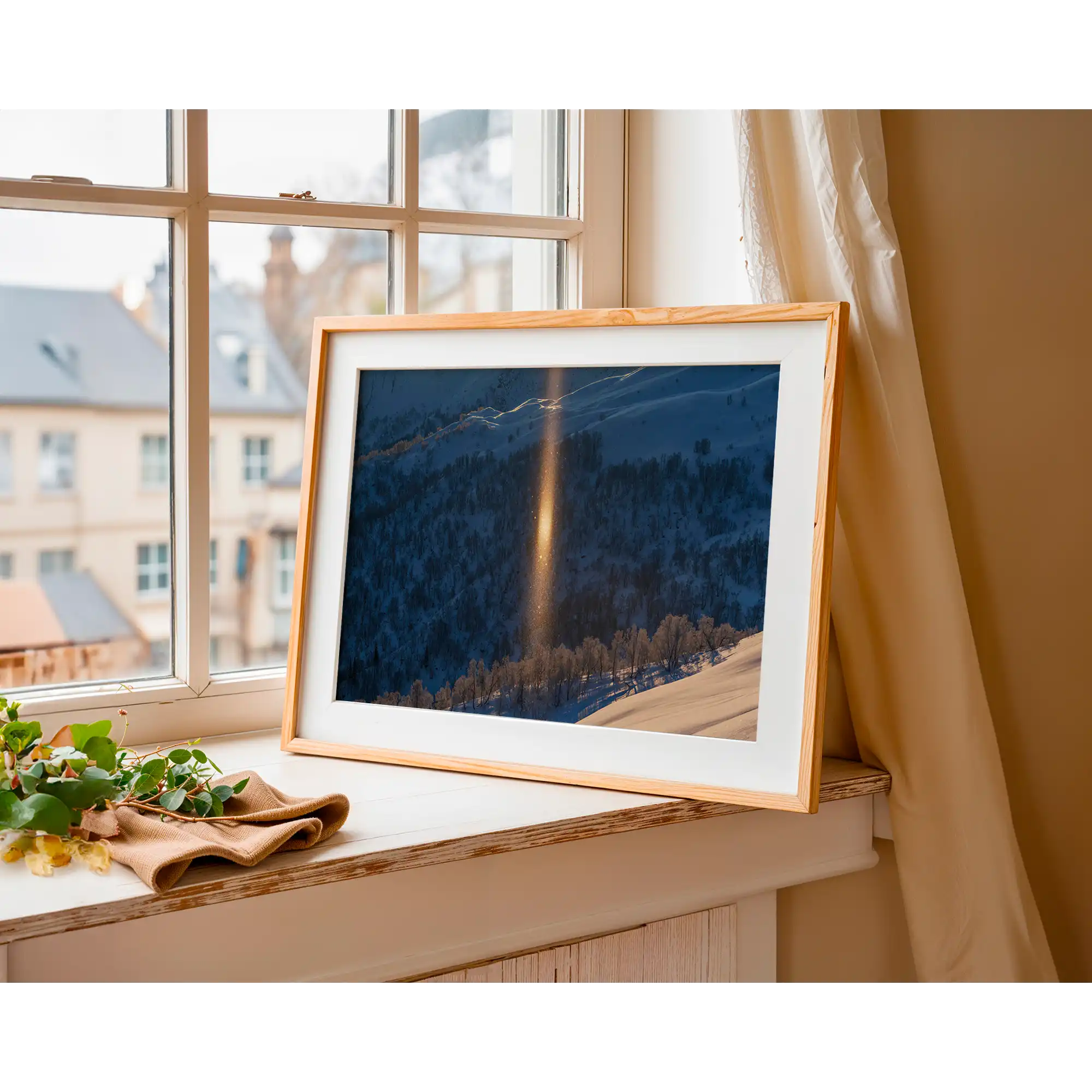 Winter sunlight reflecting off falling ice flakes by Martin Hawes
