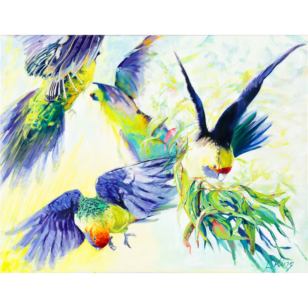 Rosellas in Flight by Laurence King