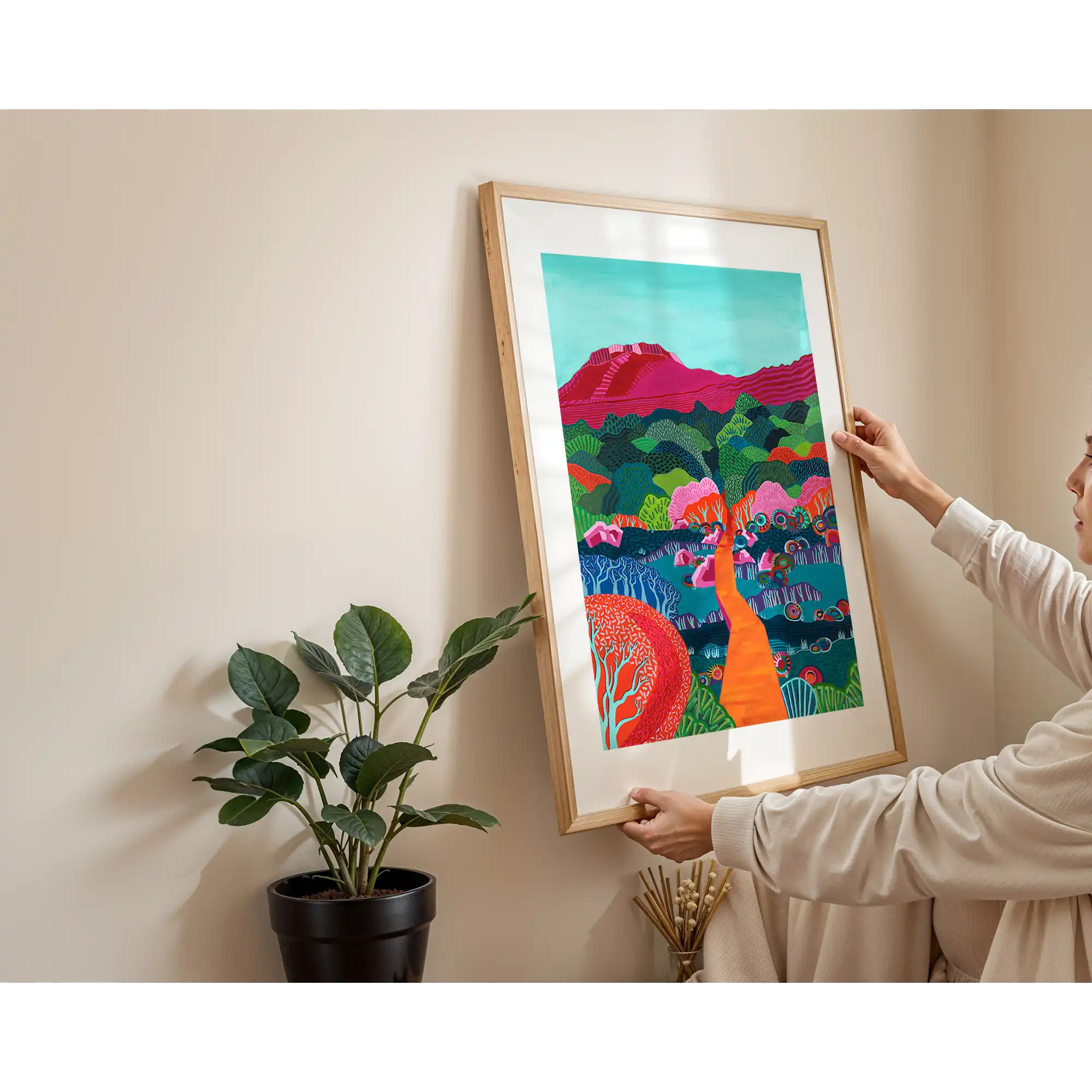 Follow the orange path - Pink Mountain by Kat Scarlet