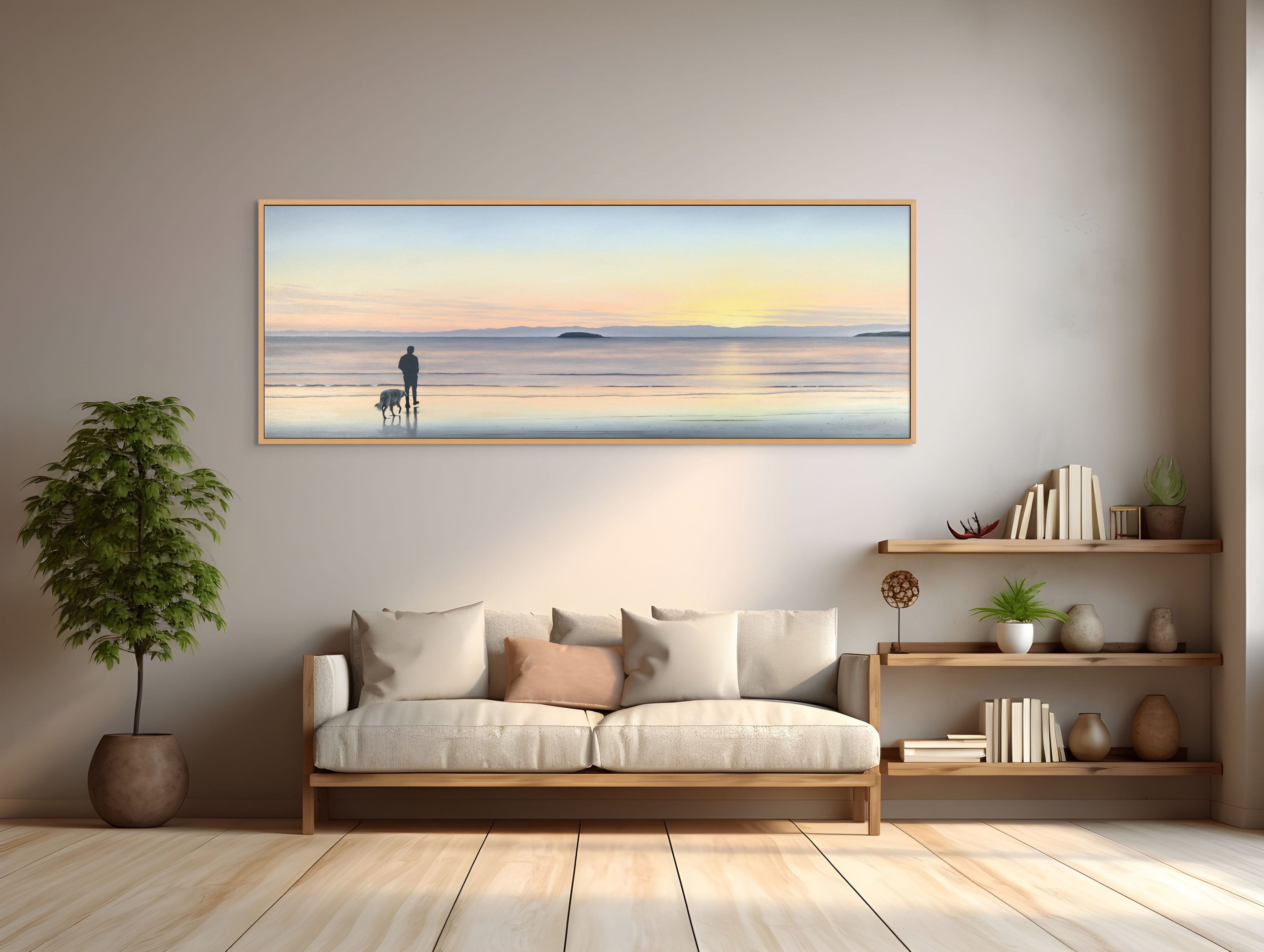 Coles Bay Sunrise, Man & Dog by Richard Stanley