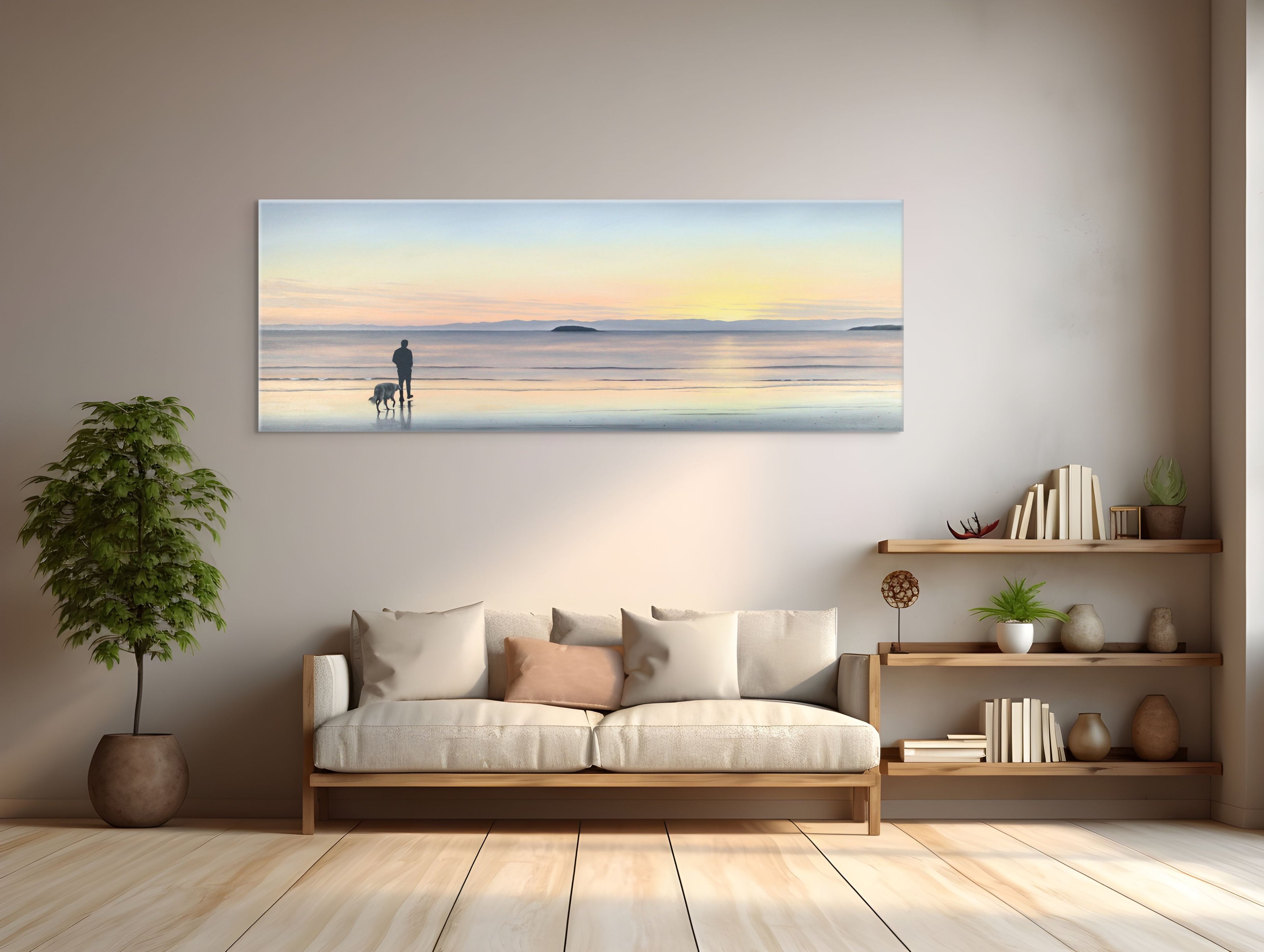 Coles Bay Sunrise, Man & Dog by Richard Stanley