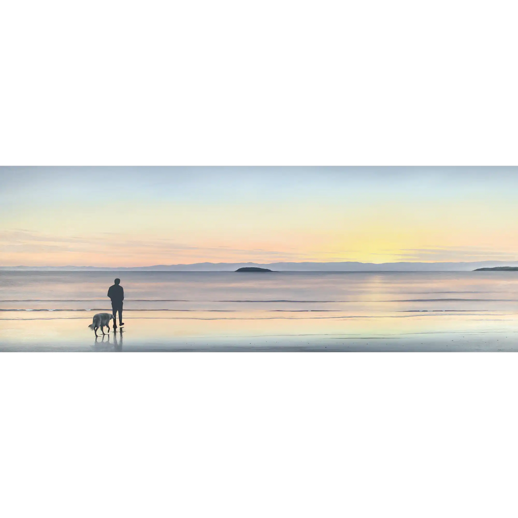 Coles Bay Sunrise, Man & Dog by Richard Stanley