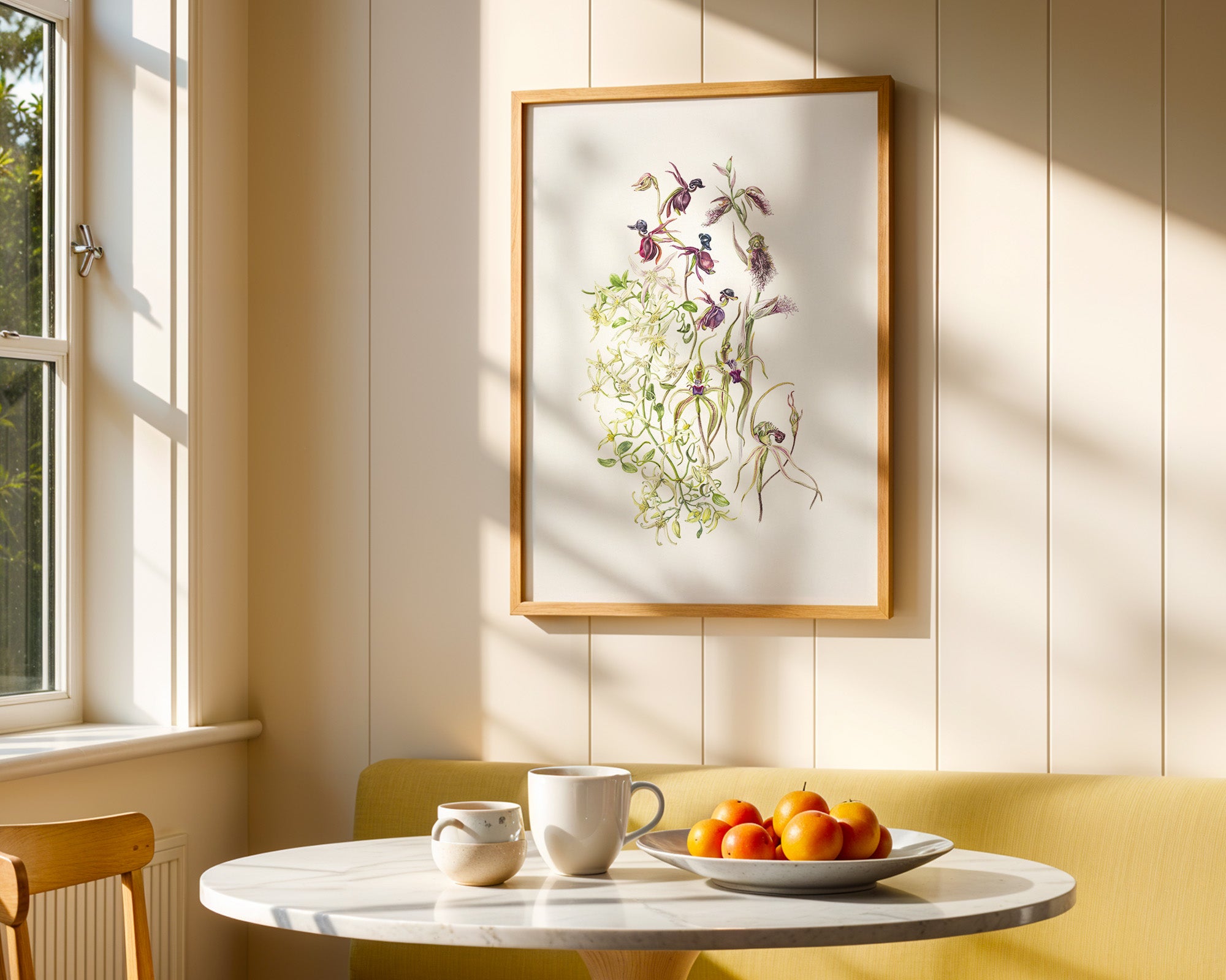 Tasmanian native orchids and clematis by Lynne Uptin