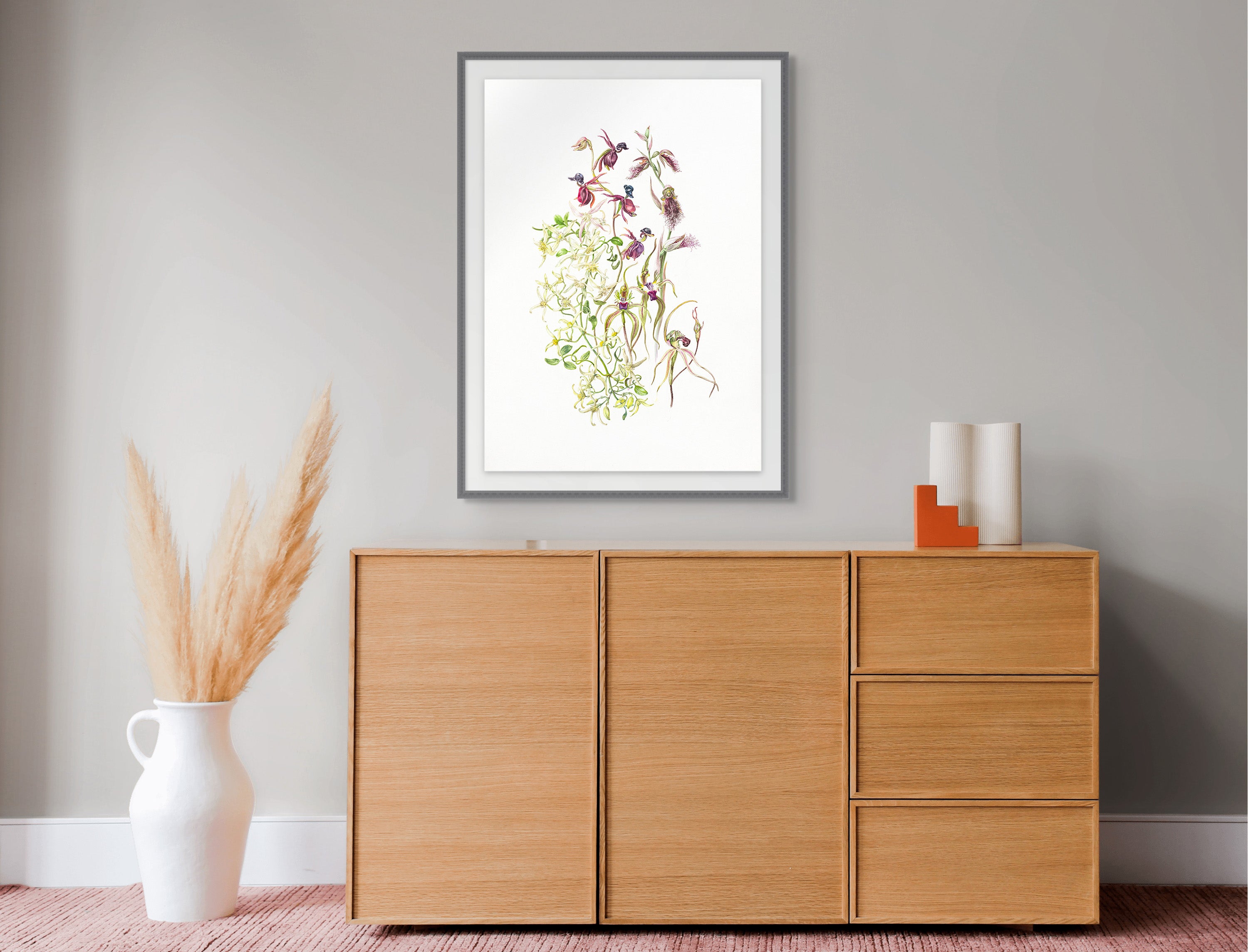 Tasmanian native orchids and clematis by Lynne Uptin