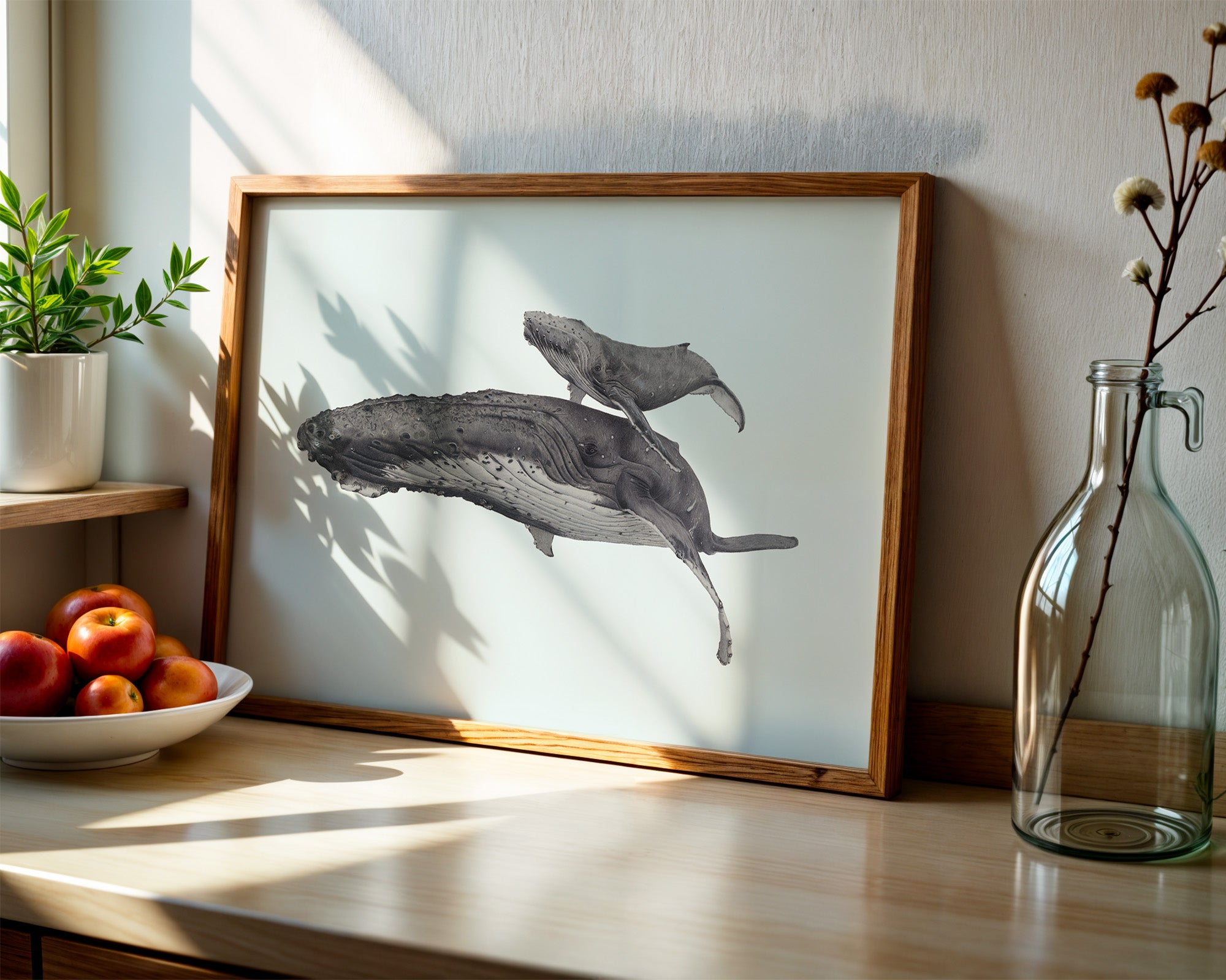 Humpback Whales - Blue background - "Fae Ofa" by Tasha Waller