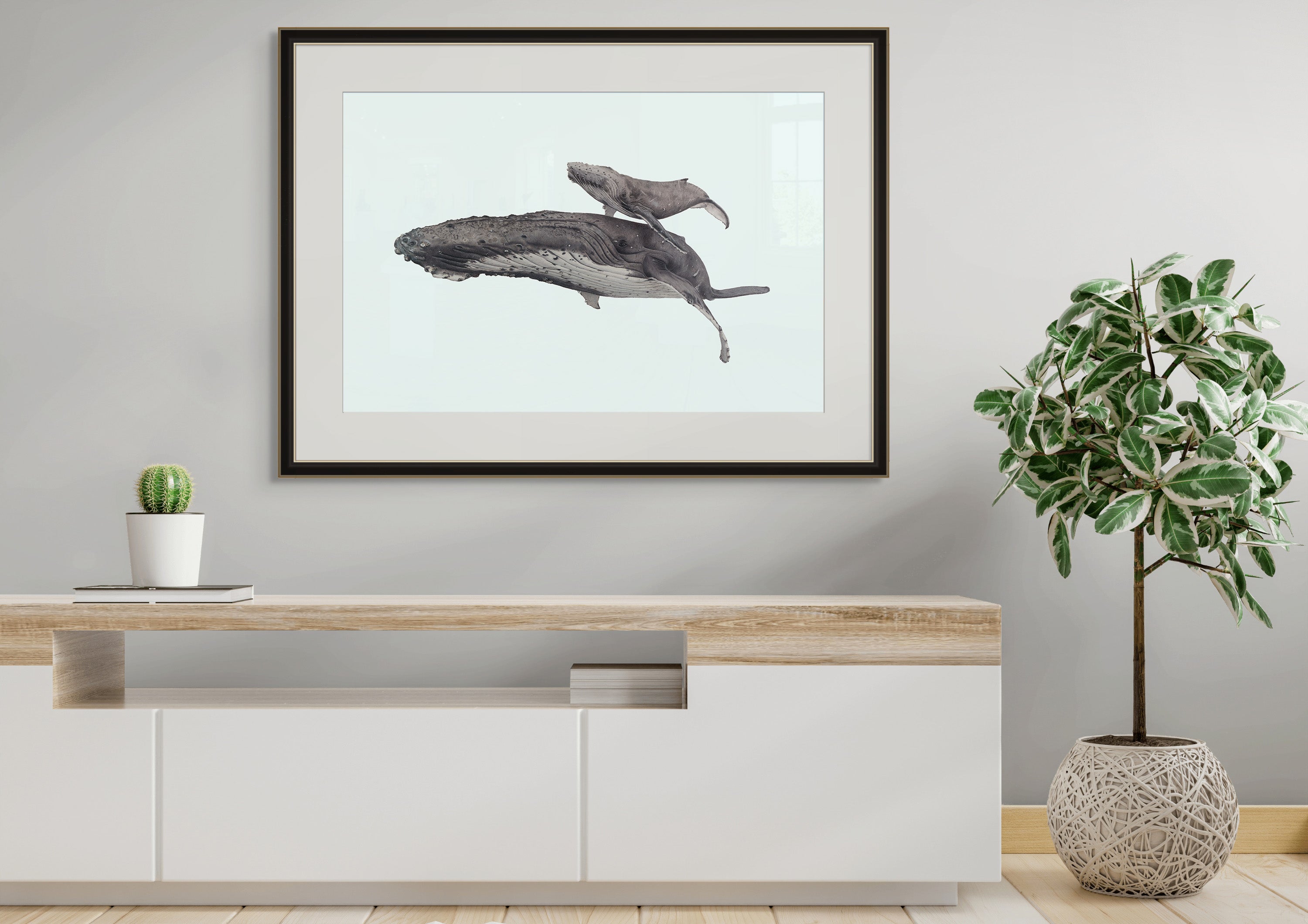Humpback Whales - Blue background - "Fae Ofa" by Tasha Waller