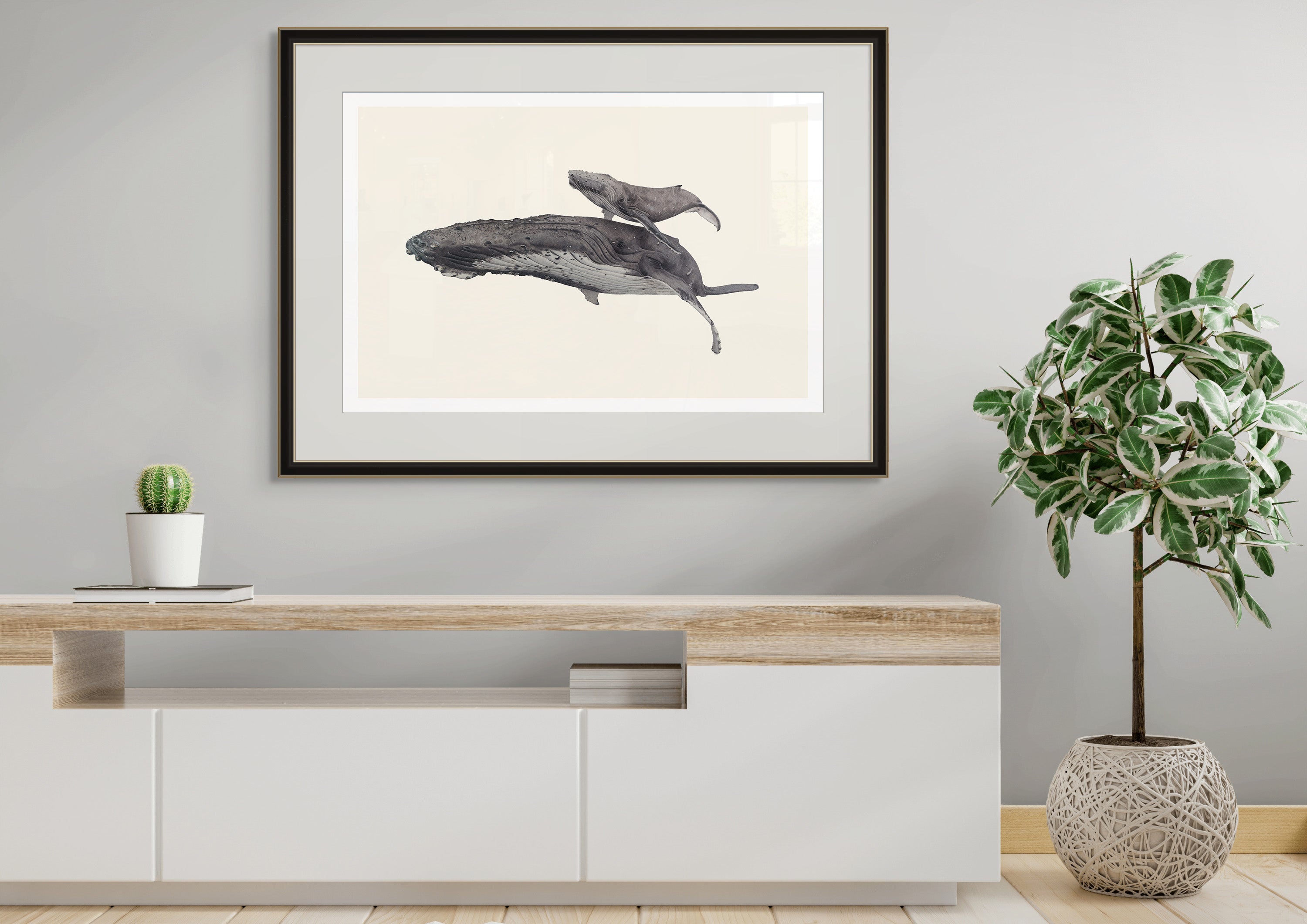 Humpback Whales - Blue background - "Fae Ofa" by Tasha Waller