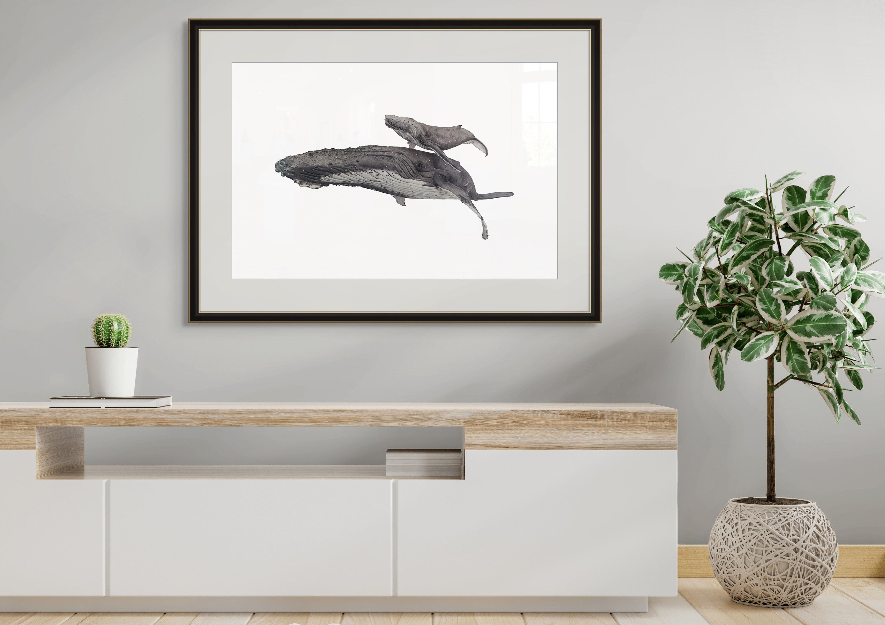 Humpback Whales - Blue background - "Fae Ofa" by Tasha Waller